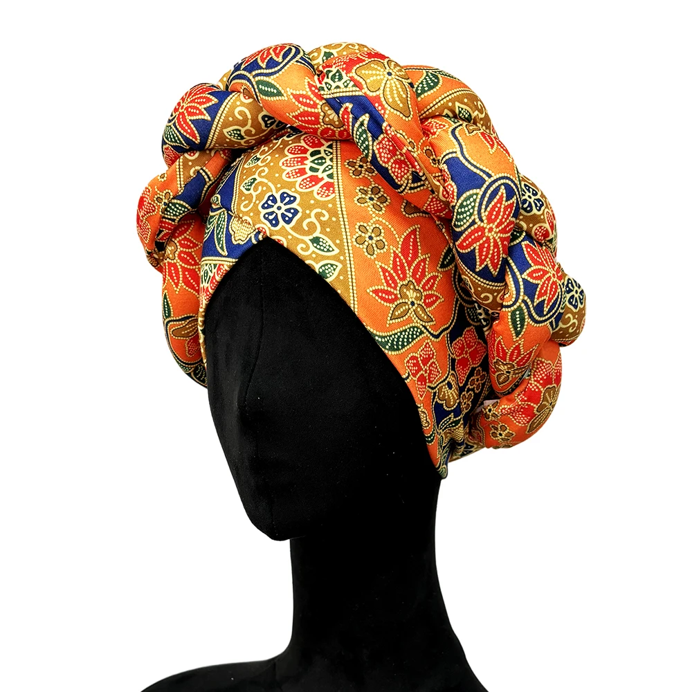 Color: Lavender - African Headtie Bonnet Hat Turban for Women Muslim Head Wrap Nigerian Scarf Braid Hijab Femme Chemo Caps Cover