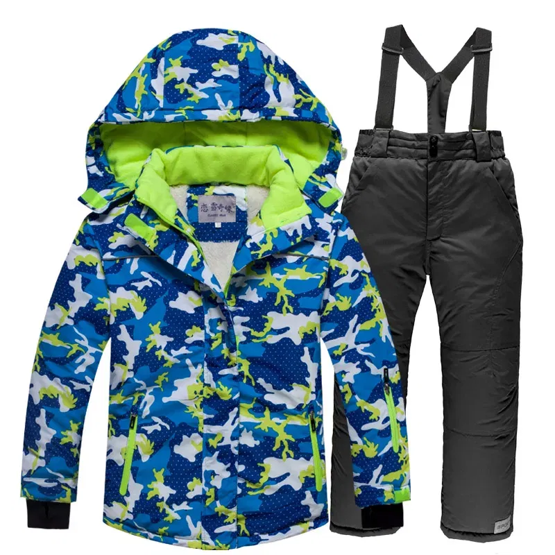 Color: GRAY, Kid Size: 13 - OLEKID -30 Degree Russian Winter Children Ski Suit Plus Velvet Warm Waterproof Jacket Coat Boy Overalls 3-20 Years Girl Snowsuit