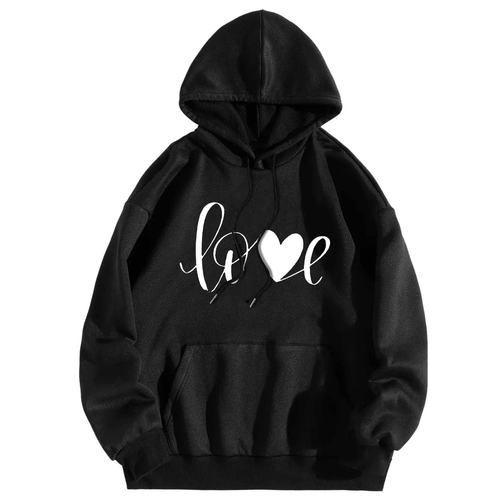 Color: WHITE, Size: M, Ships From: france - Men Women Print Long Sleeve Round Neck Hooded Tops Sweatshirt Hoodies Lightweight