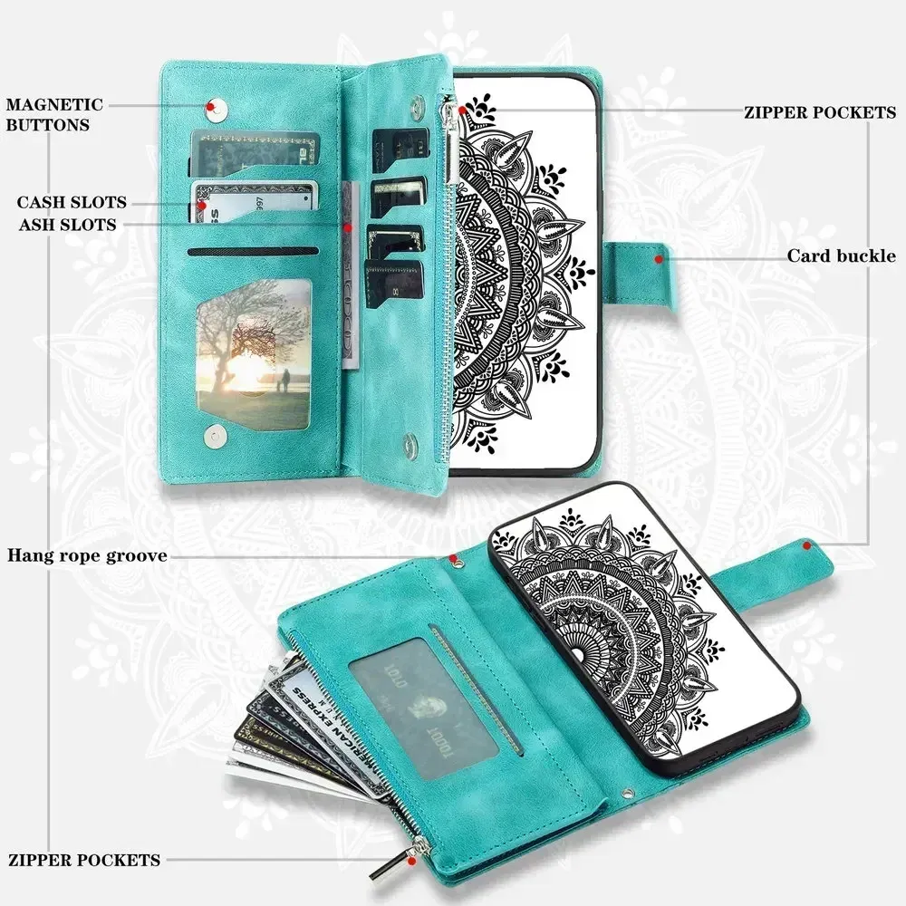 Color: green, Material: PE - Capa For Motorola G85 G54 Power G24 G34 G45 5G Flip Case Zipper Leather Book Funda Moto G84 G53 23 G14 13 G04 S G 54 84 73 64 45