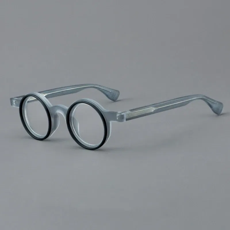 Frame Color: PURPLE, Eye Prescription: +550 - VCKA Round Acetate Photochromic Reading Glasses Frame Men Prescription Anti-blue Eyeglasses Women Custom Eyewear +0.50 to+6.0