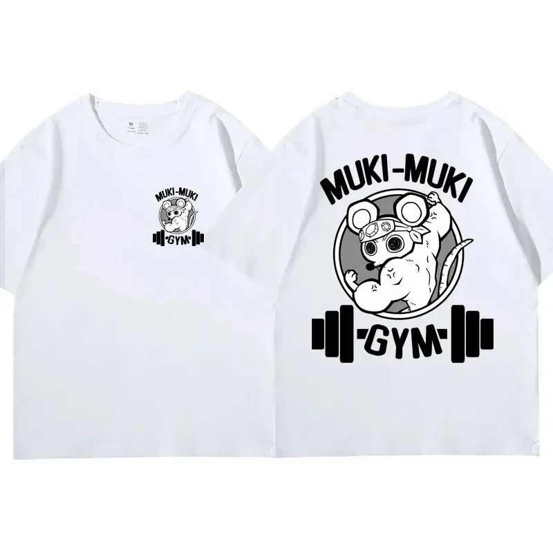 Color: black, Size: M - Anime Demon Slayer Uzui Tengen Print T-shirts Unisex Funny Ninja Mice Muki Muki Gym T Shirt Muscular Mouse Oversized T-shirt