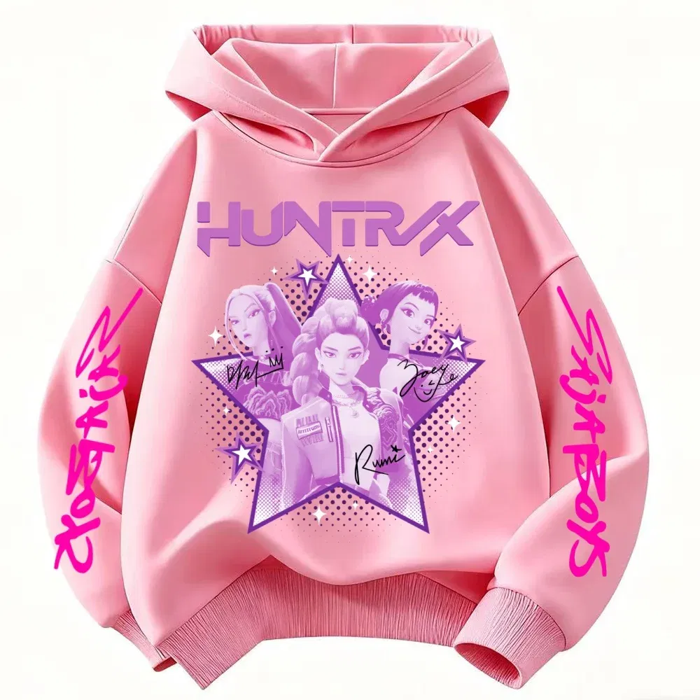 Color: WHITE, Kid Size: 6 - KPop Demon Hunter Huntrix Children's Sweatshirt Autumn New Boys Girls Fashion Street Pullover Children's Clothing