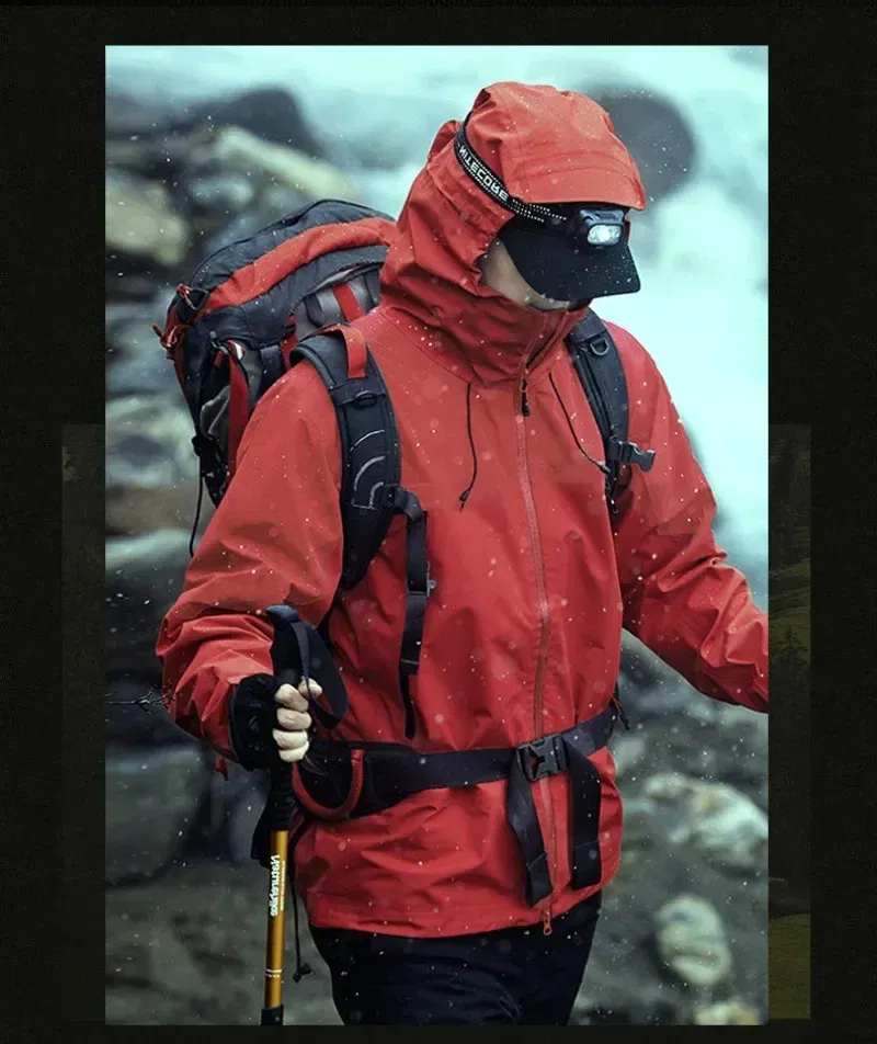 Color: Brown, Size: XXXL - GB Standard Waterproof Jacket Men Women, All-Weather Hiking Raincoat, Breathable Windbreaker, Outdoor Trekking Climbing Coat