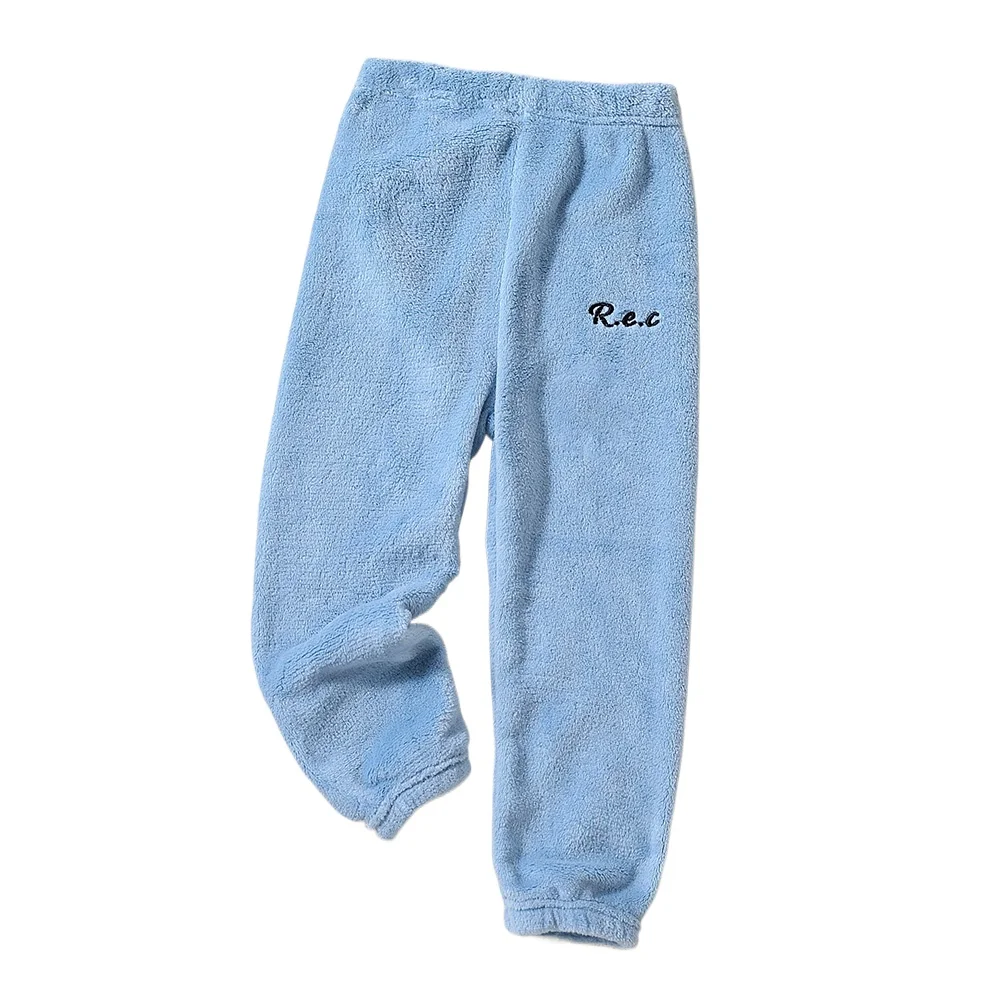 Color: Dark Grey, Kid Size: 4T - Children Thicken Fleece Pants Boys and Girls Solid Letter Embroidery Sports Casual Kids Clothes Warm Leggings Clothing Winter