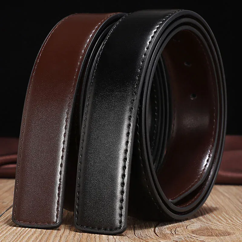 Color: army green, Belt Length: 110cm, Ships From: CHINA - 2.8cm 3.0cm 3.3cm 3.5cm 3.8cm Wide Double-sided Cow Reversible Leather With Holes No Buckle Belt Without Buckle High Quality