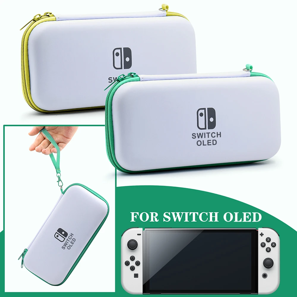 Color: Jungle Green - Case Kit For Nintend Switch OLED Console Carrying Case Protective Pouch Hard Shell Clear Cover For Switch Oled WIth Film Glass