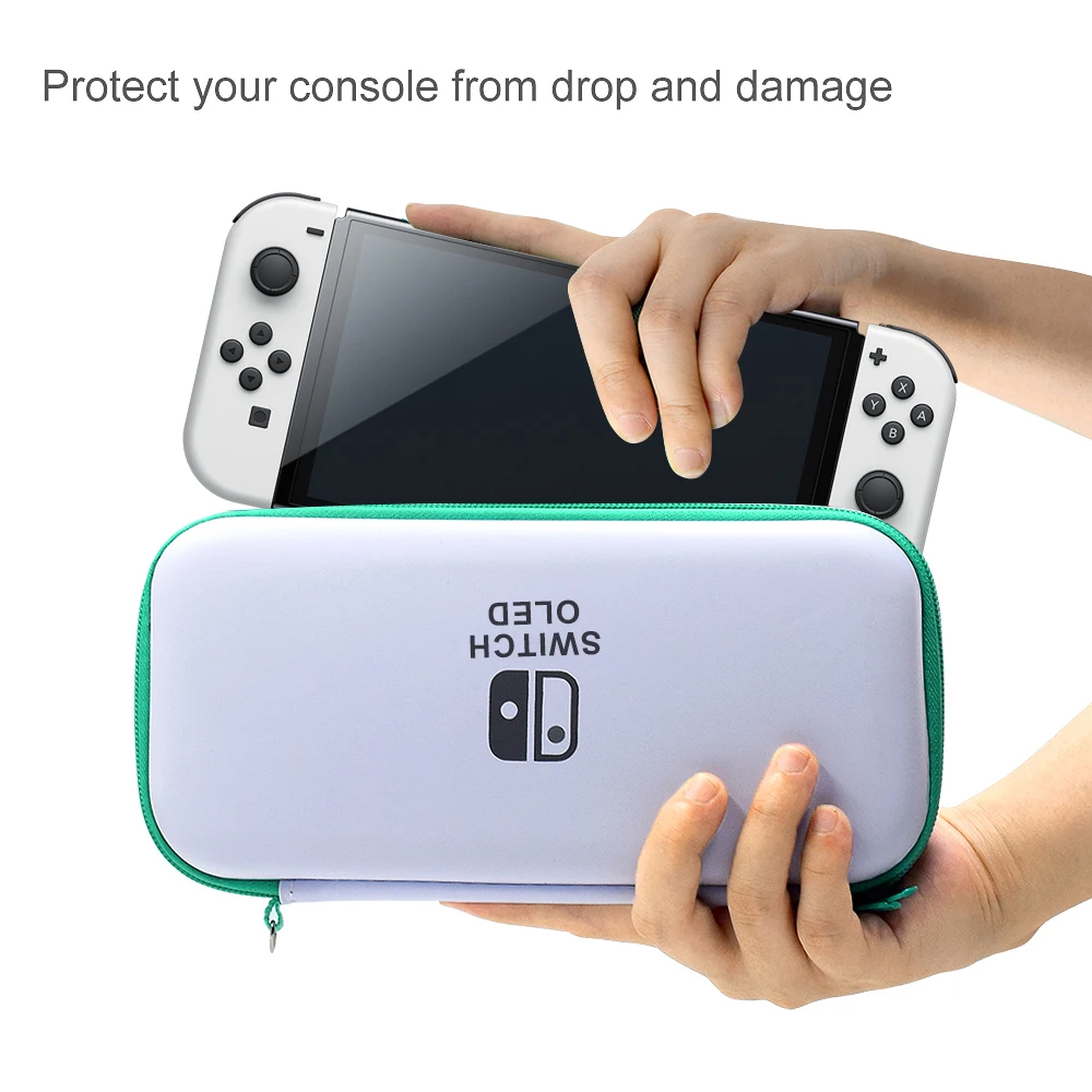 Color: Jungle Green - Case Kit For Nintend Switch OLED Console Carrying Case Protective Pouch Hard Shell Clear Cover For Switch Oled WIth Film Glass