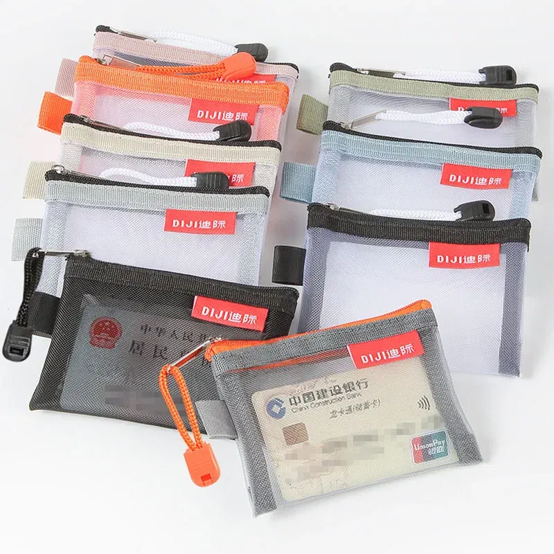 Color: PURPLE - Mini Mesh Coin Bags Money Earphone Data Line Storage Bags Bus ID Credit Card Holder Zipper Pouch Traveling Small Coin Wallet