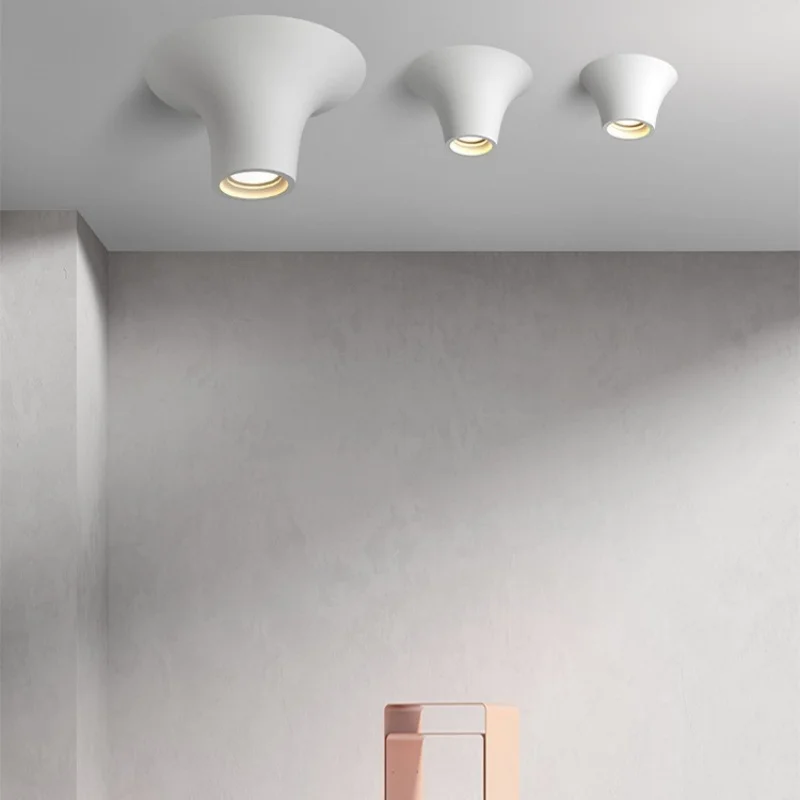 Body Color: Brown, Emitting Color: changeable - Recessed Gypsum COB Downlight Ceiling Lamp Borderless LED Living Room Bedroom Anti-Glare Plaster Spotlight AC110V/220V 10W