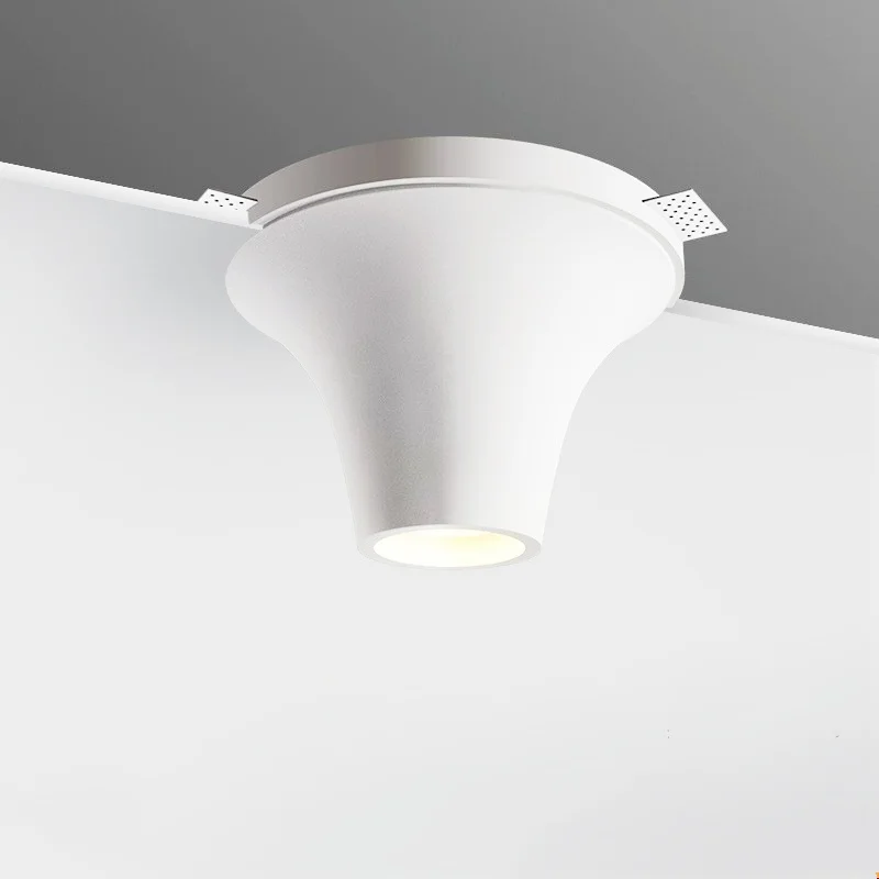 Body Color: Brown, Emitting Color: changeable - Recessed Gypsum COB Downlight Ceiling Lamp Borderless LED Living Room Bedroom Anti-Glare Plaster Spotlight AC110V/220V 10W