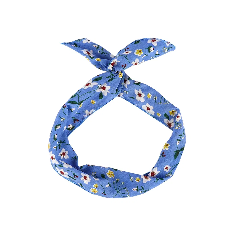 Color: GRAY, Ships From: CN - Bunny Ears With Iron Wire Headband Printed Fabric Women Girls Scrunchies Hairband Hair Band Holder Accessories Headdress