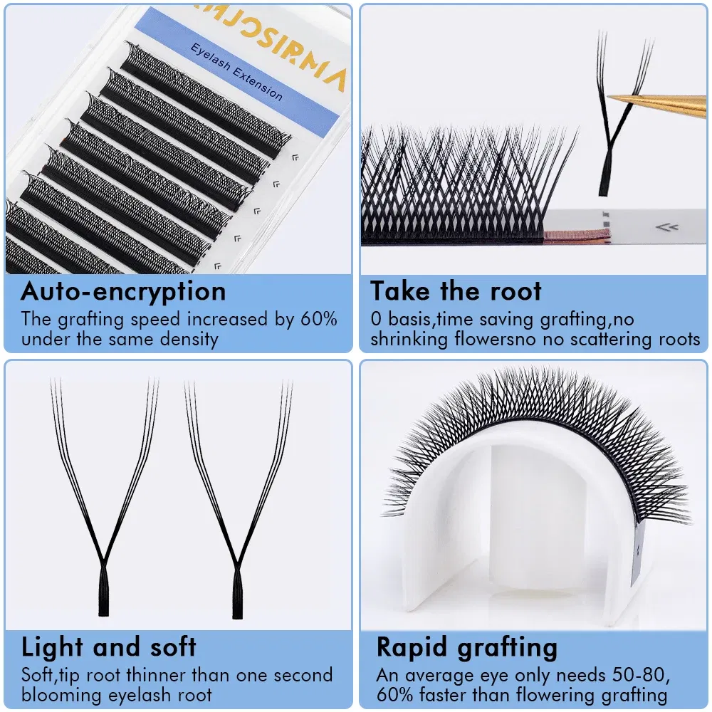 Curl: D, Length: 8mm - ANJOSIRMA YY Shaped Eyelash Extension, 3 Split Tips, Soft BASF Lash,  Hand Made Curl, High Quality, 3D，0.07 makeup eyelashes