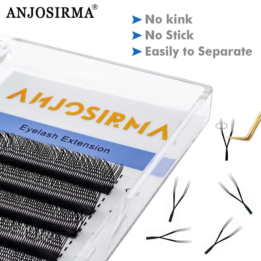Curl: D, Length: 8mm - ANJOSIRMA YY Shaped Eyelash Extension, 3 Split Tips, Soft BASF Lash,  Hand Made Curl, High Quality, 3D，0.07 makeup eyelashes