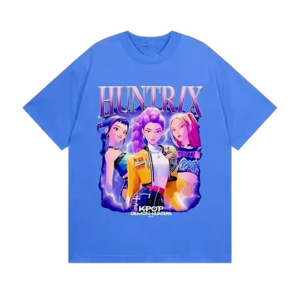 Color: Orange, Kid Size: 10 - Summer Huntrix Kpop Demon Hunters Graphics Cool Printed Girls Boys T Shirts High Quality Fashion Causal Tee Cotton Children Tops