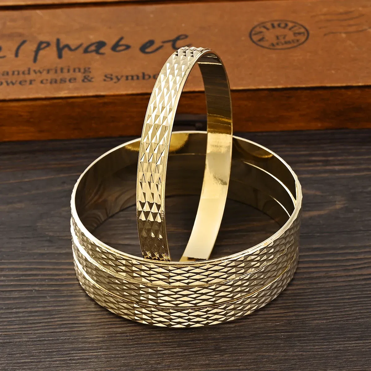 Metal Color: Blue white zinc plated - Adult Size 4PCS 65MM 9K Gold Color Hig Quality Top Sale Cute Bracelet Jewelry  Flower Bangle Girl Birthday Party Gift