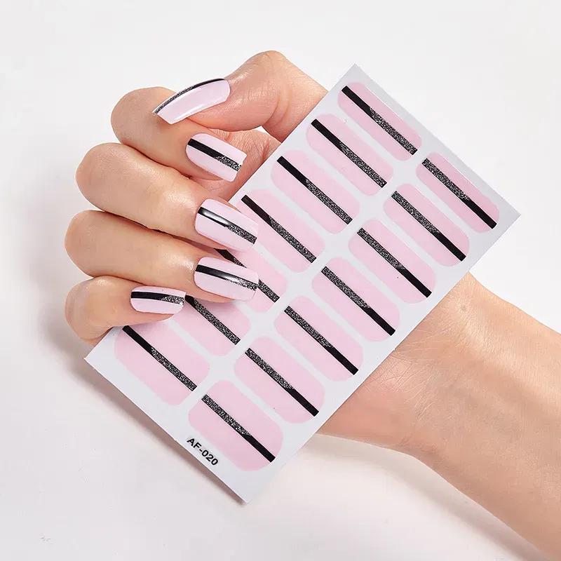 Color: Black Gray - Nail Polish Stickers Nail Wraps DIY Self Adhesive Nail Sticker Nail Accesoires Designer Nail Decals Full Cover Nail Stickers