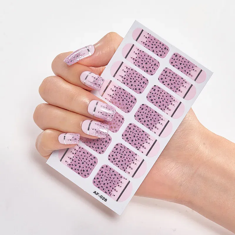 Color: Black Gray - Nail Polish Stickers Nail Wraps DIY Self Adhesive Nail Sticker Nail Accesoires Designer Nail Decals Full Cover Nail Stickers