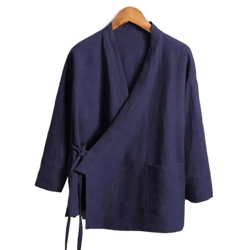Color: Blue, Size: XXL - Plus Size M-6XL Pure Color Men's Tops 2024 New Cotton Linen Oblique Placket Long Sleeve Linen Hanfu chinese Clothing  Kimono