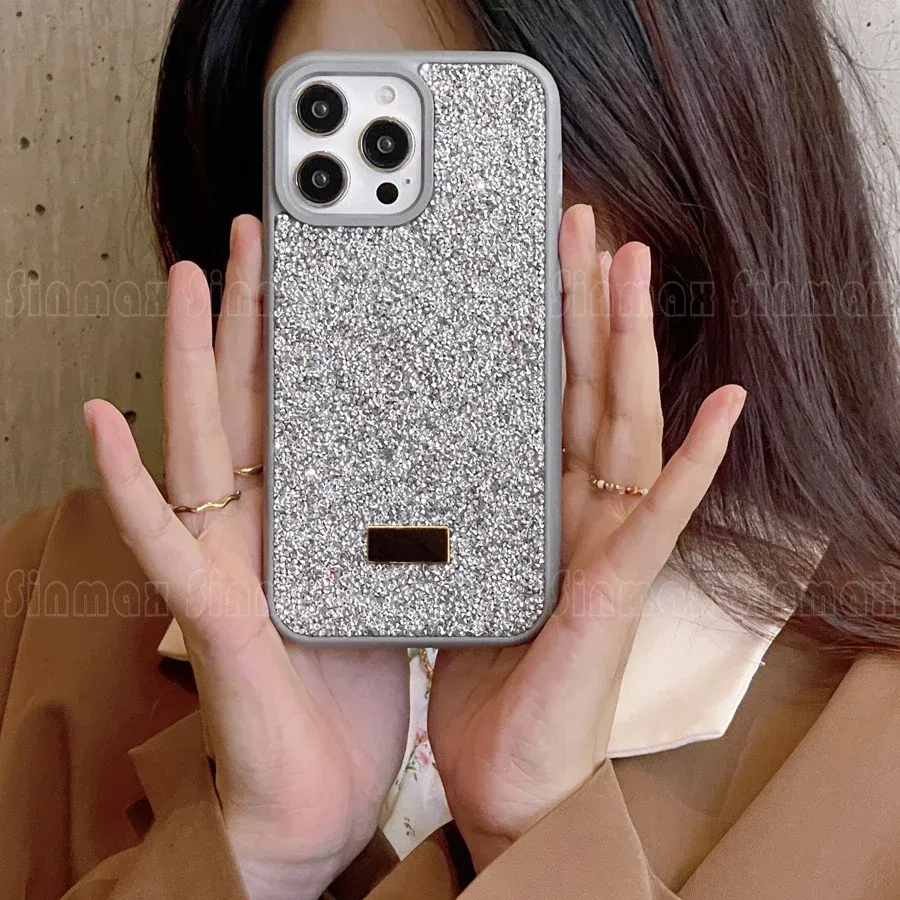 Color: Silver, Material: Denim - Bling Glitter Phone Case For iPhone 16 15 14 13 12 Pro Max 11 Vogue Protective Soft Diamond Cover Coque Funda