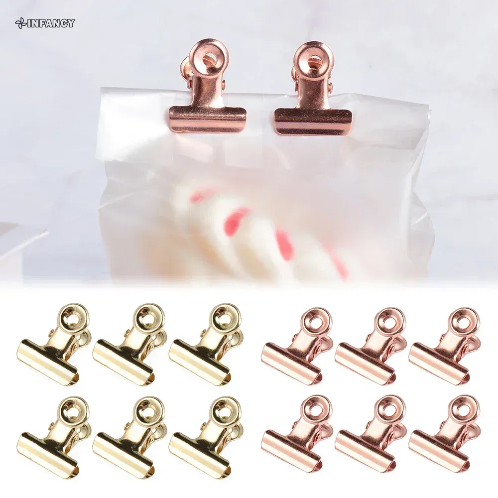 Color: Light Grey - 1PC Kitchen Food Sealing Bag Clips Stainless Steel Letter Paper Photo File Clamps School Office Calendar Binder Clip