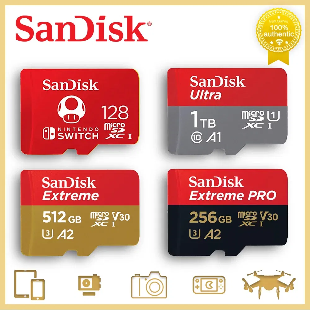 Capacity: 32GB - SanDisk Micro SD Memory Card 100% Original C10 U1 U3 4K HD Trans Flash Cards for Camera GoPro DJI Nintendo Switch MicroSDXC Card