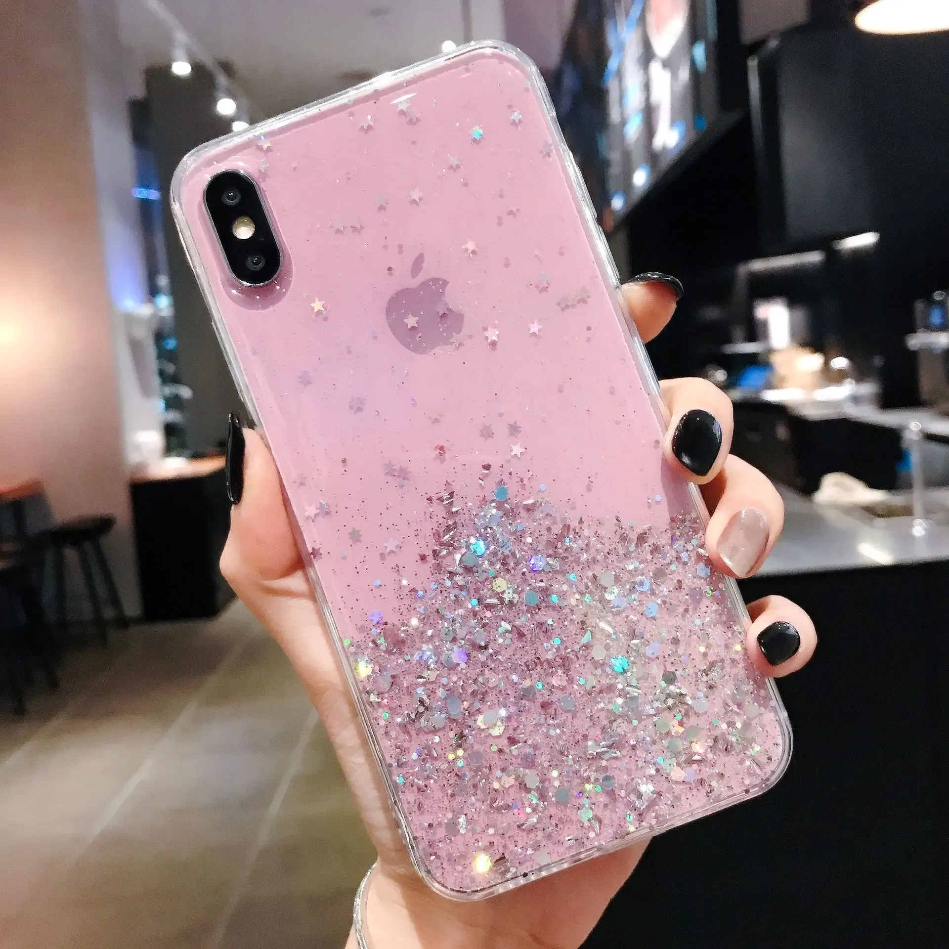 Color: Pink, Compatible-Phone Models: For iPhone 15 Pro - 16 Pro Max, Epoxy Resin Case, iPhone 15 Case with Sequins, Epoxy Case, iPhone 14 Case, Glitter Girls Designs, 13 Pro Max, 15Pro