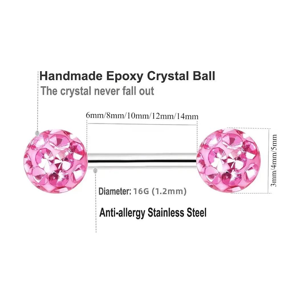 Metal color: Champagne gold, Main Stone Color: WHITE - 16g 1.2mm Coated Crystal Steel Ear Stud Tragus Helix Cartilage 3/4/5mm CZ Ball 6/8/10/12/14mm Bar Barbell Piercing