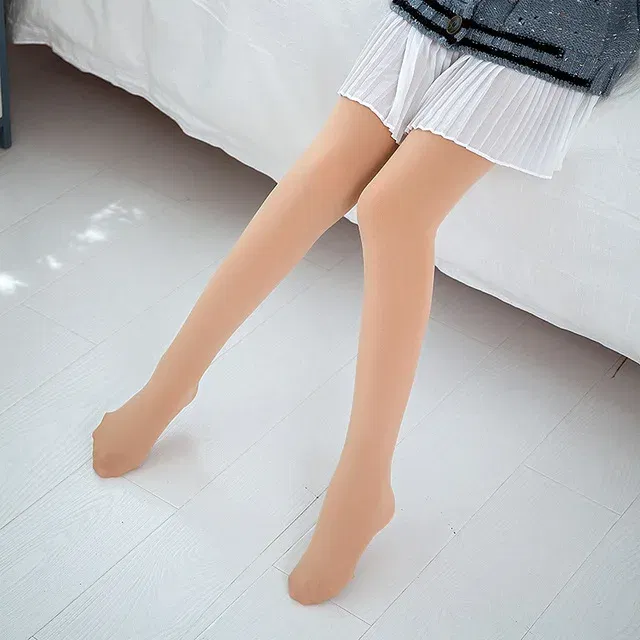 Color: Yellow, Size: 120cm - High Quality Winter Fur Girls Leggings Thick Velvet Children Pants Warm Elastic Waist Cotton Kids Girls Trousers