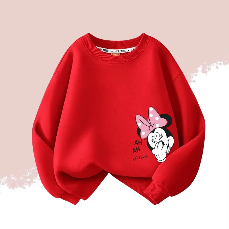 Color: Yellow, Kid Size: 9 - Autumn Baby Girls Cotton Cloth Kid Boy Disney Minnie Printed Long Sleeve Sweatshirt Children Cartoon O-Neck Soft Breathable Top