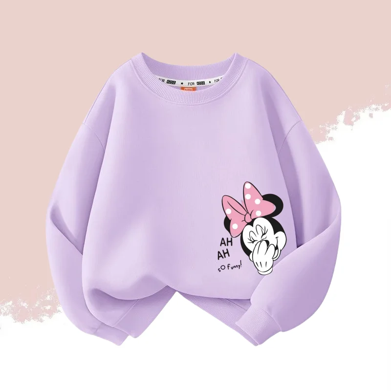 Color: Yellow, Kid Size: 9 - Autumn Baby Girls Cotton Cloth Kid Boy Disney Minnie Printed Long Sleeve Sweatshirt Children Cartoon O-Neck Soft Breathable Top