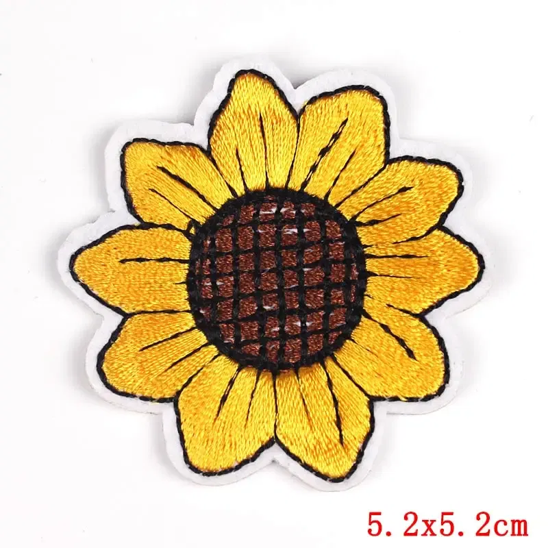 Color: Dark blue - Butterfly Daisy Embroidery Patches for Clothing Thermoadhesive Patches DIY Fusible Patch on Kids Clothes Sunflower Badges Sewing
