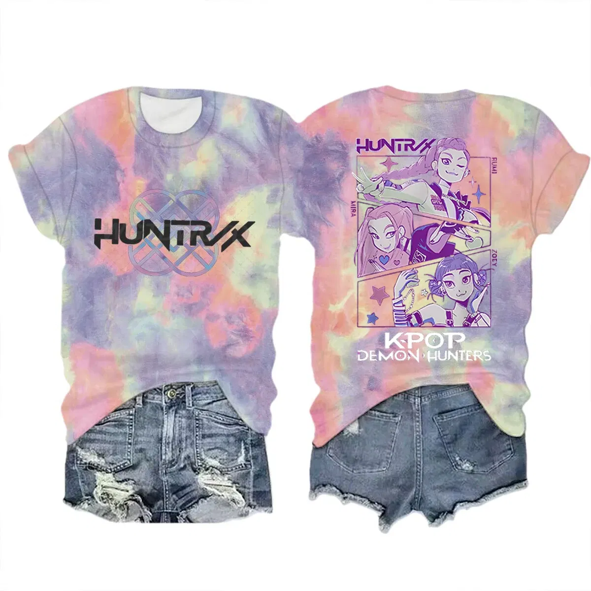 Color: Brown, Size: XS?€old?‰ - Movie Characters T-shirt Tops Tie-dye Men's Women's Clothing Round Neck Short Sleeve T-shirt Street Style T-shirts