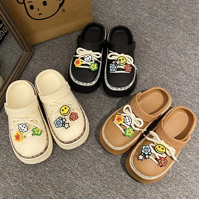 Color: Blue, Shoe Size: 21 - Women Sandals 2024 New Arrival Elegant Clogs Fashion Street Beach Slides Height Increasing Slippers For Girls