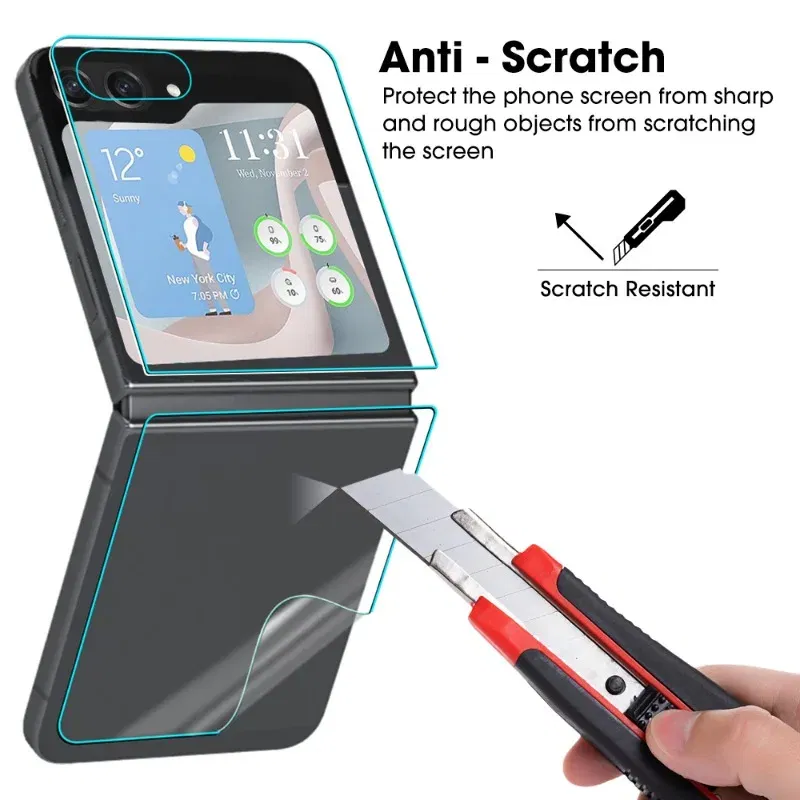 Color: Transparent - For Samsung Galaxy Z Flip 5 Z Flip5 5G Phone Screen Protectors Front Back Inner HD Soft Hydrogel Film Anti-Scratch Protection