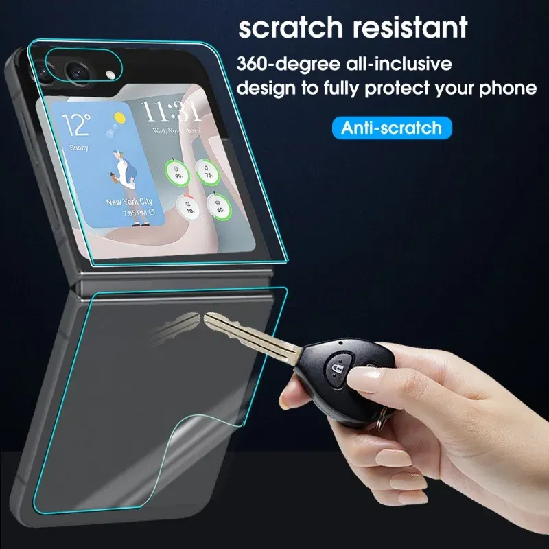 Color: Transparent - For Samsung Galaxy Z Flip 5 Z Flip5 5G Phone Screen Protectors Front Back Inner HD Soft Hydrogel Film Anti-Scratch Protection