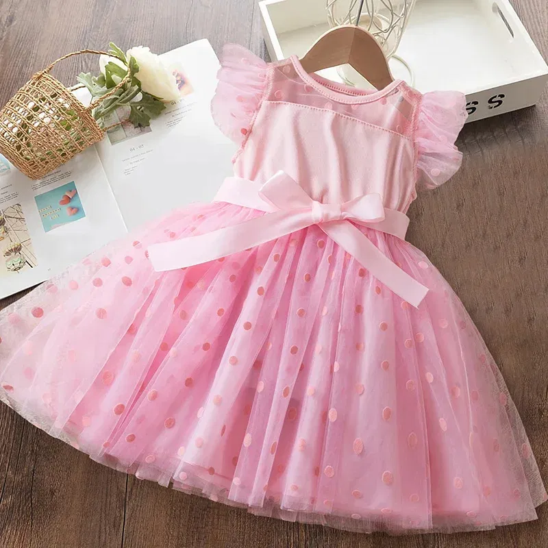 Color: Yellow, Size: L - Hello Kitty 2-6Y Baby Girl Dress Princess Mesh Skirt Summer Sleeveless Wedding Party Dresses for Girls Summer