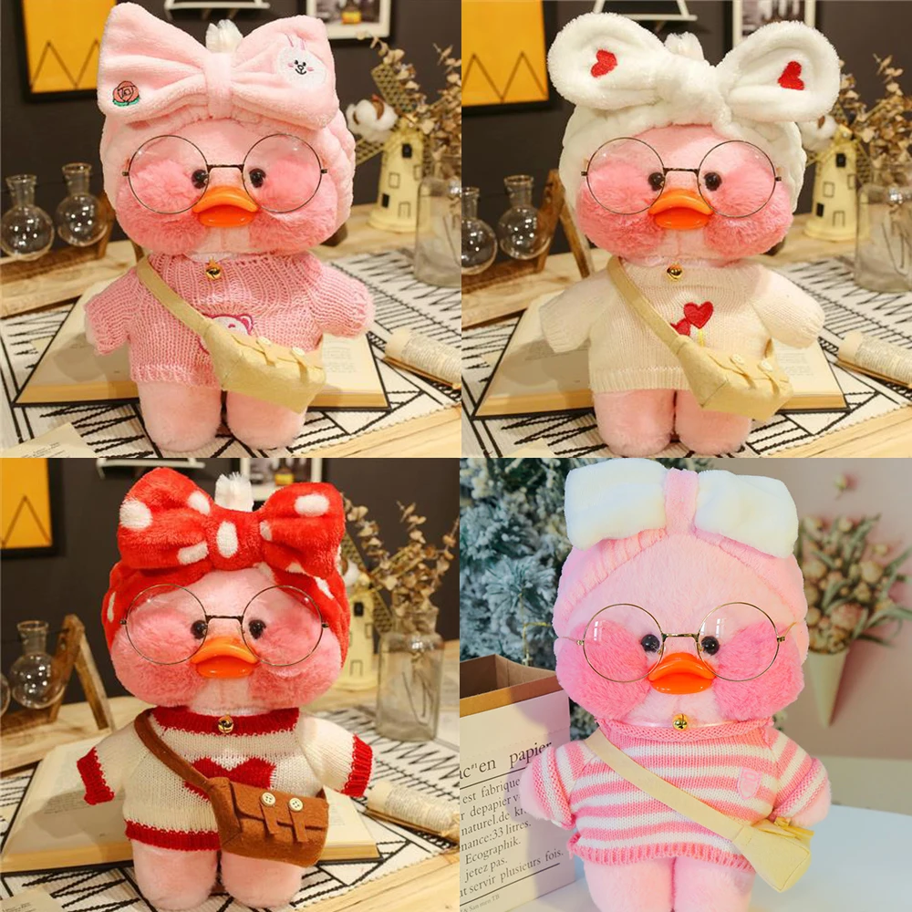 Color: Coffee, Height: 11cm-30cm - 30cm Kawaii Lalafanfan Duck Plush Toy Cartoon Lalafanfan Duck Doll Soft Stuffed Animal Plushie Birthday Gifts For Girl Children