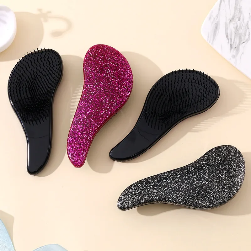 Color: Yellow - Children Magic Handle Detangle Hair Comb Shower Massage Hairbrush Anti Static Massage Hair Brush Woman Salon Hair Accessories