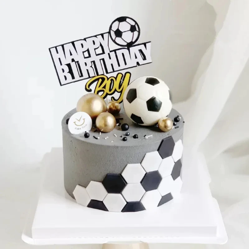 Color: Light Grey - Soccer Cake Decorations Soccer Birthday Party Supplies Soccer Ball Cupcake Topper