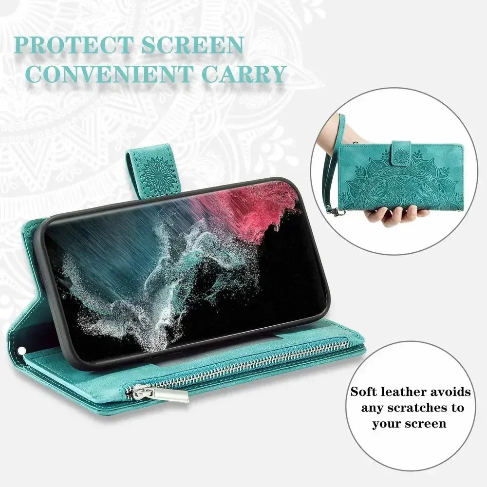 Color: Black Green, Material: PE - S24 Ultra S23 Plus S 22 CrossBody Strap Zipper Wallet Case for Samsung Galaxy S22 S23 FE S21 S20 23 24 Ultra Note 20 Book Cover