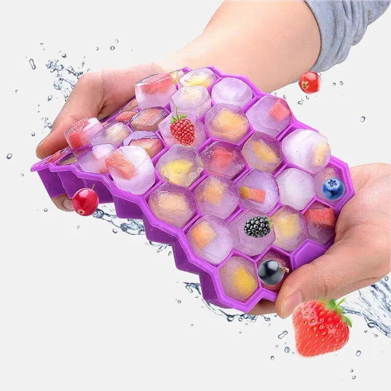 Color: Red, Size: XL - 4/2/1PCS Silicone Ice Cube Mold 148 Cube Large-capacity Ice Trays Food Grade Ice Maker BPA Free Reusable Ice Maker with Lids