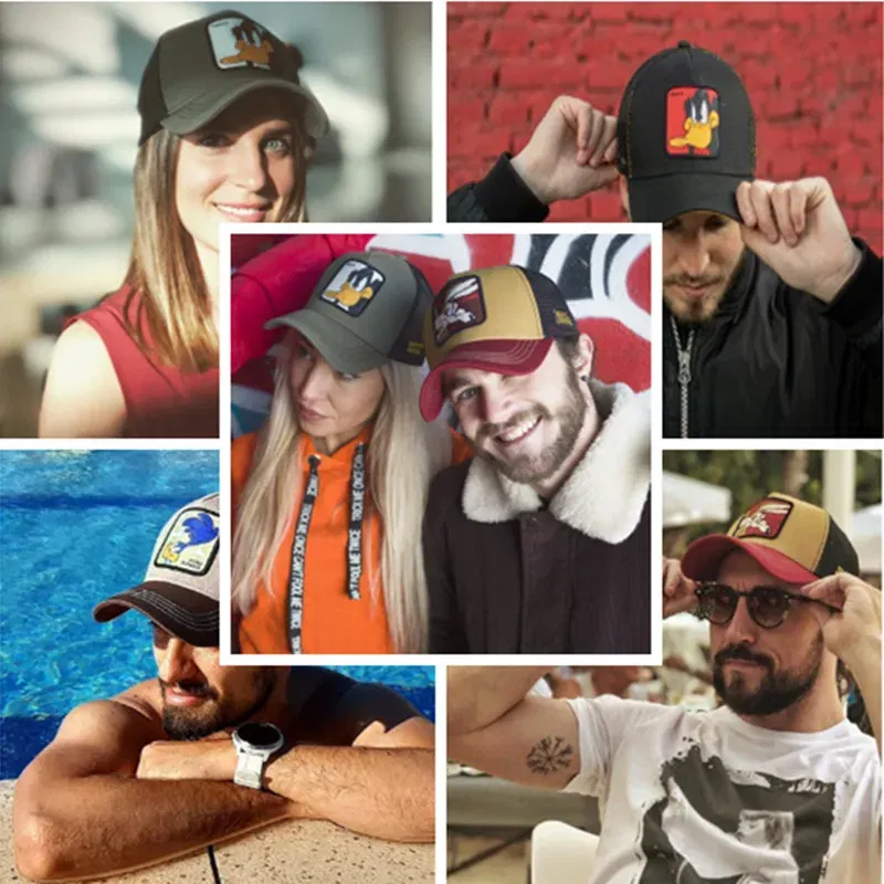 Color: Lemon yellow, Size: Adjustable - Hot Sale Unisex Anime Cartoon Cap High Quality Patch Draw Baseball Cap Men Trucker Hat