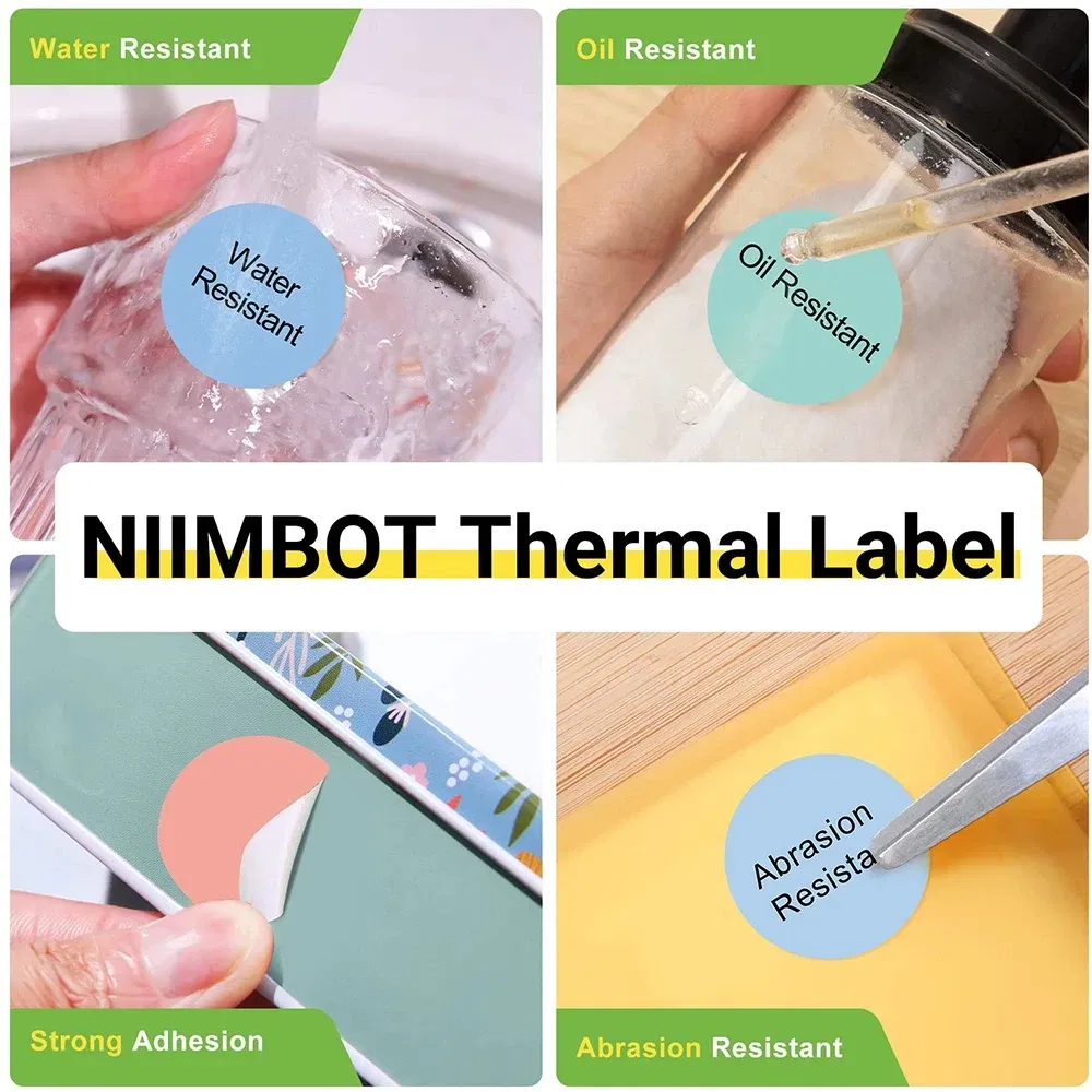 color: green - Niimbot Round Color Label Sticker Self-adhesive Waterproof Thermal Sticker Label for B1/B21/B3S Label NIIMBOT