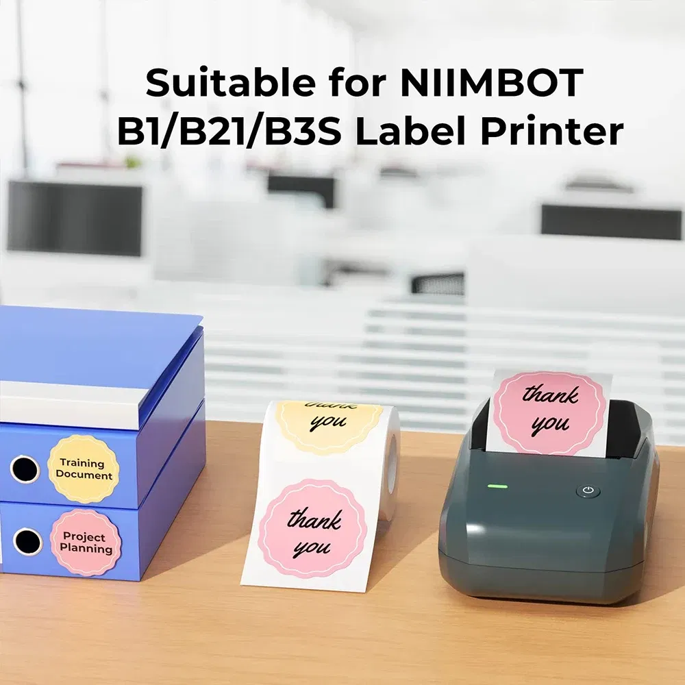color: green - Niimbot Round Color Label Sticker Self-adhesive Waterproof Thermal Sticker Label for B1/B21/B3S Label NIIMBOT