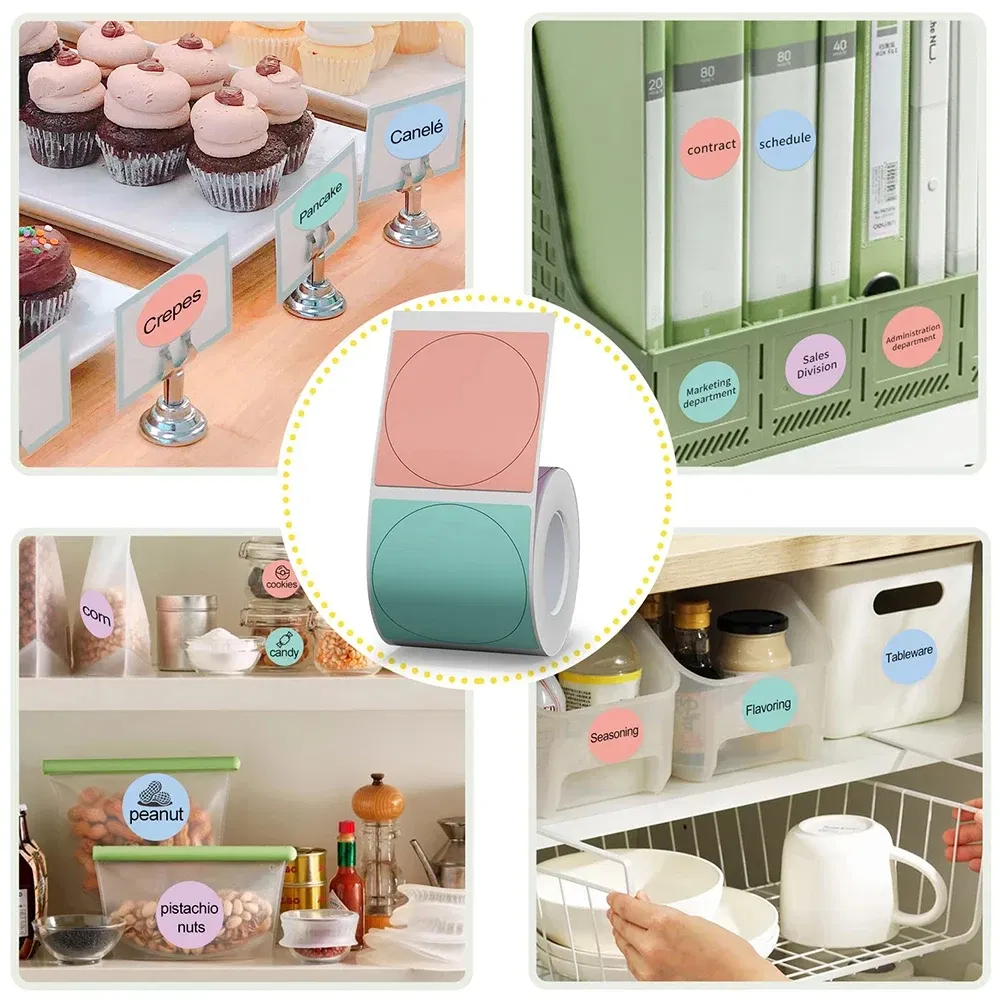 color: green - Niimbot Round Color Label Sticker Self-adhesive Waterproof Thermal Sticker Label for B1/B21/B3S Label NIIMBOT