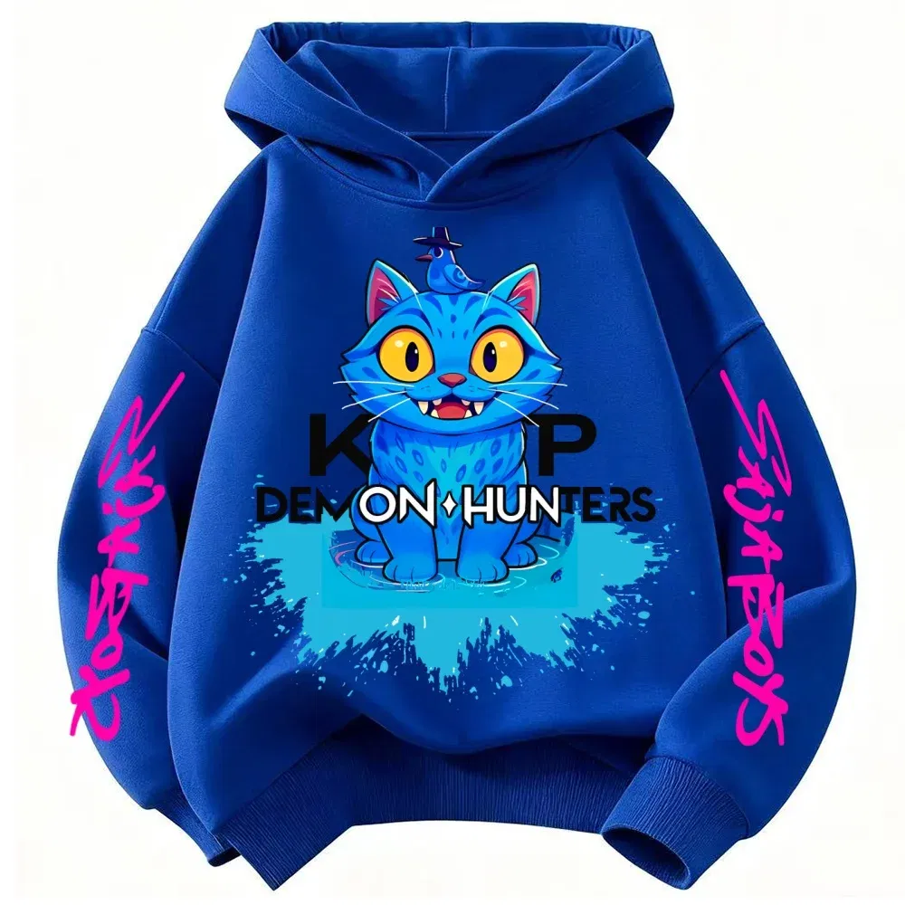 Color: Yellow, Kid Size: 2T - 2025 New Saja Boys Derpy KPop Demon Hunter Cartoon Boy Hooded Sweatshirt Warm Wave Fashion Casual Tops Casual Black Clothing