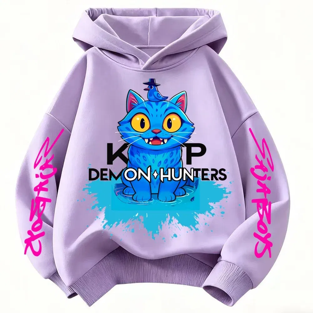 Color: Yellow, Kid Size: 2T - 2025 New Saja Boys Derpy KPop Demon Hunter Cartoon Boy Hooded Sweatshirt Warm Wave Fashion Casual Tops Casual Black Clothing