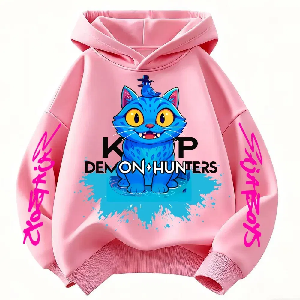 Color: Yellow, Kid Size: 2T - 2025 New Saja Boys Derpy KPop Demon Hunter Cartoon Boy Hooded Sweatshirt Warm Wave Fashion Casual Tops Casual Black Clothing