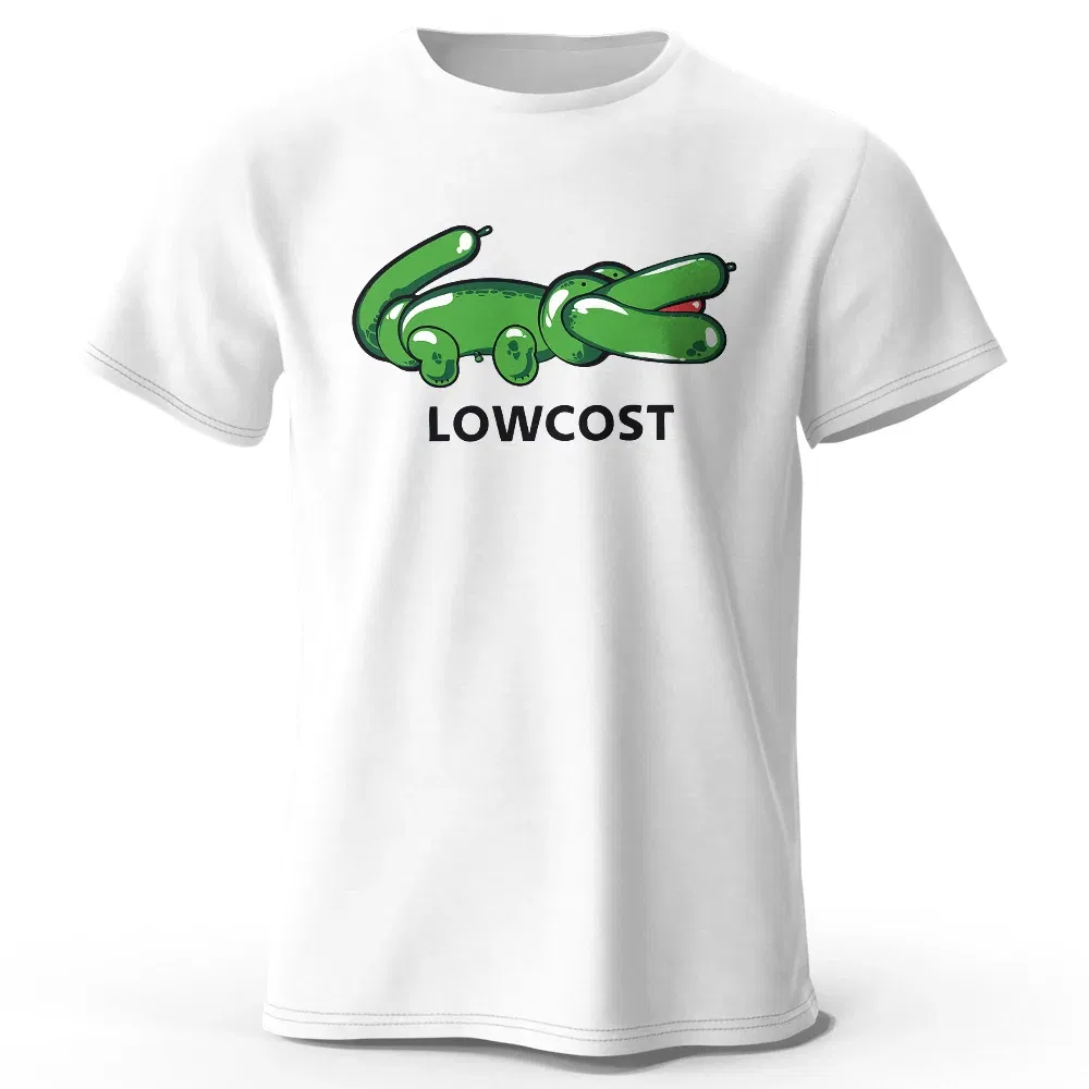 Color: Beige, Size: XXL - Men's The Lowcost Printed T-Shirt 100% Cotton Oversized Funny Graphic Tees for Men Women Summer Tops